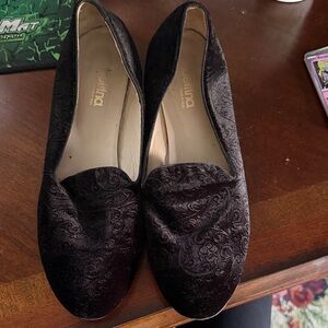 Bettina Velvet Embossed Flats Size 10 Lavorazione Sacchetto